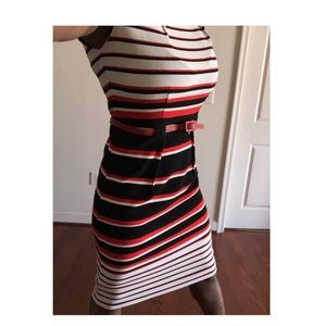 Red /off white / black dress